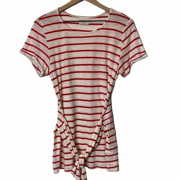 Anthropologie T.La Red Striped Women Blouse Small - Picture 1 of 3